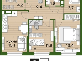 Продается 2-комнатная квартира ЖК DOGMA PARK (Догма парк), литера 21, 59.4  м², 9195120 рублей