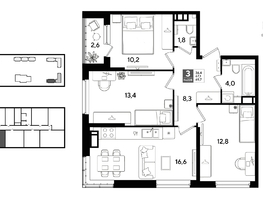 Продается 3-комнатная квартира ЖК DOGMA PARK (Догма парк), литера 21, 69.6  м&sup2;, 10523520 рублей