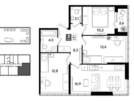 Продается 3-комнатная квартира ЖК DOGMA PARK (Догма парк), литера 22, 70.6  м&sup2;, 10286420 рублей