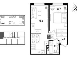 Продается 1-комнатная квартира ЖК DOGMA PARK (Догма парк), литера 22, 47.9  м&sup2;, 8401660 рублей