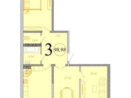 Продается 3-комнатная квартира ЖК Радонеж, блок-секция 2,3,4, 98.99  м², 11383850 рублей