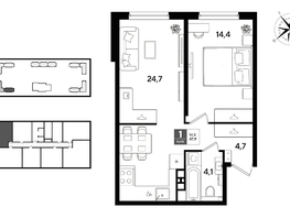 Продается 1-комнатная квартира ЖК DOGMA PARK (Догма парк), литера 22, 47.9  м&sup2;, 8425610 рублей
