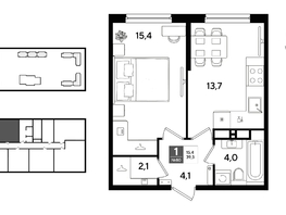 Продается 1-комнатная квартира ЖК DOGMA PARK (Догма парк), литера 22, 39.3  м&sup2;, 7270500 рублей