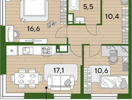 Продается 2-комнатная квартира ЖК DOGMA PARK (Догма парк), литера 22, 60.1  м², 9141210 рублей