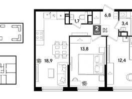 Продается 2-комнатная квартира ЖК DOGMA PARK (Догма парк), литера 22, 57  м&sup2;, 9291000 рублей