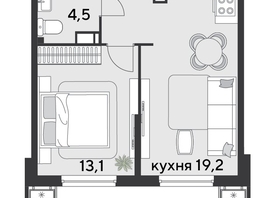 Продается 1-комнатная квартира ЖК Парк Победы 2, литера 21, 44  м², 7761600 рублей
