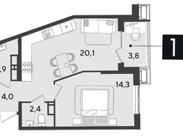 Продается 1-комнатная квартира ЖК Парк Победы 2, литера 28, 48.5  м², 8332300 рублей