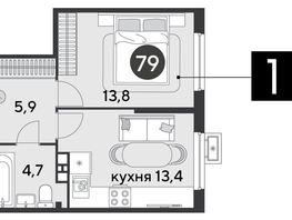 Продается 1-комнатная квартира ЖК Парк Победы 2, литера 6, 37.8  м&sup2;, 7412580 рублей