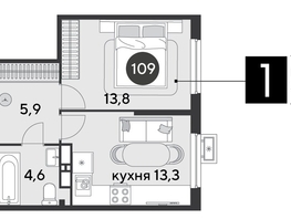 Продается 1-комнатная квартира ЖК Парк Победы 2, литера 6, 37.6  м², 7050000 рублей
