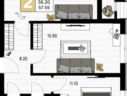 Продается 2-комнатная квартира ЖК На Высоком берегу, 57.55  м², 14963000 рублей