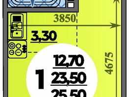 Продается Студия ЖК Парк у дома, литера 7.1, 25.5  м², 5388150 рублей