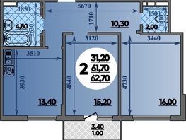 Продается 2-комнатная квартира ЖК Парк у дома, литера 7.1, 62.7 м², 10119780 рублей