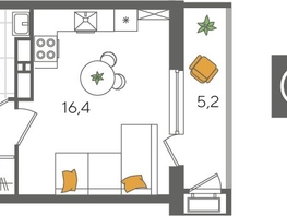 Продается Студия ЖК Рекорд 2, литера 1, 29.7  м&sup2;, 8084340 рублей