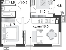 Продается 2-комнатная квартира ЖК Парк Победы 2, литера 31, 62.3  м², 9587970 рублей