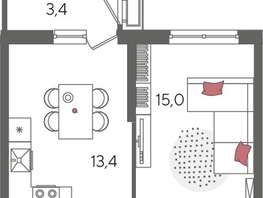 Продается 1-комнатная квартира ЖК Рекорд 2, литера 5, 41.6  м&sup2;, 9821760 рублей