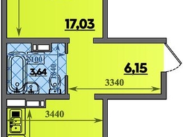 Продается 1-комнатная квартира ЖК Восточный, литера 37, 46.96  м², 6174000 рублей