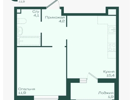 Продается 1-комнатная квартира ЖК Ботаника, литер 1.1, 37.5  м&sup2;, 6060000 рублей