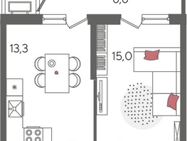 Продается 1-комнатная квартира ЖК Рекорд 2, литера 5, 44.6  м&sup2;, 11252580 рублей