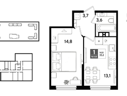 Продается 1-комнатная квартира ЖК DOGMA PARK (Догма парк), литера 22, 35.2  м&sup2;, 7120961 рублей