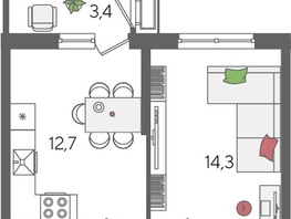 Продается 1-комнатная квартира ЖК Рекорд 2, литера 5, 41.6  м&sup2;, 10033920 рублей