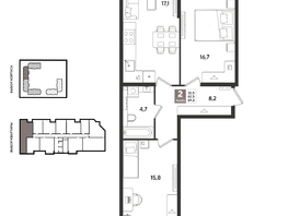 Продается 2-комнатная квартира ЖК Рекорд 2, литера 5, 69.3  м&sup2;, 13998600 рублей