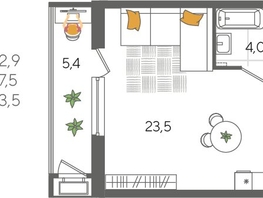 Продается Студия ЖК Рекорд 2, литера 5, 32.9  м&sup2;, 8090110 рублей