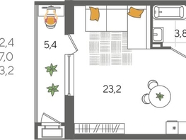 Продается Студия ЖК Рекорд 2, литера 5, 32.4  м&sup2;, 7853760 рублей