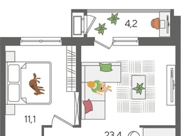 Продается 1-комнатная квартира ЖК Рекорд 2, литера 6, 48.5  м&sup2;, 10830050 рублей