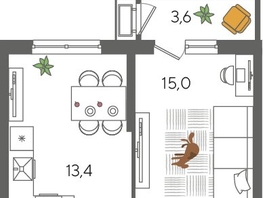 Продается 1-комнатная квартира ЖК Рекорд 2, литера 1, 41.8  м&sup2;, 10383120 рублей