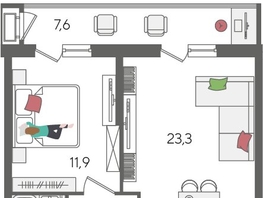 Продается 1-комнатная квартира ЖК Рекорд 2, литера 1, 51.7  м&sup2;, 11565290 рублей