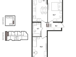 Продается 2-комнатная квартира ЖК Рекорд 2, литера 1, 69.3  м&sup2;, 13776840 рублей