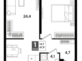 Продается 1-комнатная квартира ЖК DOGMA PARK (Догма парк), литера 16, 47.9  м&sup2;, 8339390 рублей