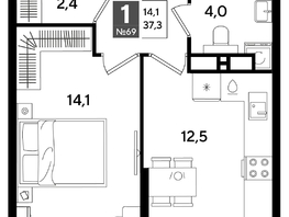 Продается 1-комнатная квартира ЖК DOGMA PARK (Догма парк), литера 16, 37.3  м&sup2;, 7404050 рублей
