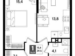 Продается 1-комнатная квартира ЖК DOGMA PARK (Догма парк), литера 16, 39.5  м&sup2;, 7279850 рублей