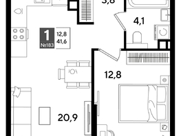 Продается 1-комнатная квартира ЖК DOGMA PARK (Догма парк), литера 16, 41.6  м&sup2;, 7933120 рублей