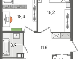 Продается 3-комнатная квартира ЖК Рекорд 2, литера 2, 101.5  м&sup2;, 18655700 рублей