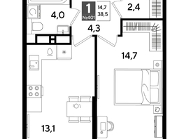 Продается 1-комнатная квартира ЖК DOGMA PARK (Догма парк), литера 18, 38.5  м&sup2;, 7861700 рублей