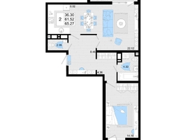 Продается 2-комнатная квартира ЖК Фонтаны, литер 19, 65.27  м&sup2;, 10116850 рублей