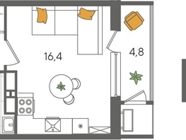 Продается Студия ЖК Рекорд 2, литера 1, 29.3  м&sup2;, 8423750 рублей