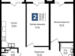 Продается 2-комнатная квартира ЖК Резиденция морей, корпус Д1, 75.17  м&sup2;, 16161550 рублей
