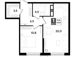 Продается 1-комнатная квартира ЖК ДОГМА ПАРК, литера 18, 44.8  м&sup2;, 8176000 рублей