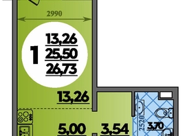 Продается Студия ЖК Молодежный 2, литера 13, 26.73  м&sup2;, 4076325 рублей