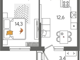 Продается 1-комнатная квартира ЖК Рекорд 2, литера 5, 41.4  м&sup2;, 10300320 рублей