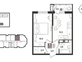 Продается 1-комнатная квартира ЖК Рекорд 2, литера 4, 41.6  м&sup2;, 10766080 рублей