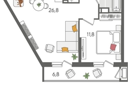 Продается 1-комнатная квартира ЖК Рекорд 2, литера 2, 55.7  м&sup2;, 12187160 рублей