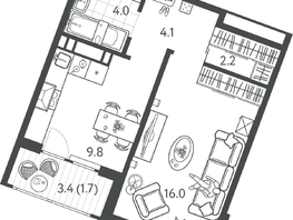 Продается 1-комнатная квартира ЖК Все Свои ВИП, литер 7, 36.85  м&sup2;, 11055000 рублей