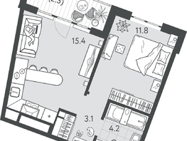 Продается 1-комнатная квартира ЖК Все Свои ВИП, литер 7, 36.65  м&sup2;, 10628500 рублей
