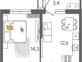 Продается 1-комнатная квартира ЖК Рекорд 2, литера 5, 41.4  м&sup2;, 10329300 рублей