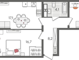 Продается 2-комнатная квартира ЖК Рекорд 2, литера 5, 68.7  м&sup2;, 14372040 рублей