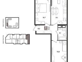 Продается 2-комнатная квартира ЖК Рекорд 2, литера 5, 68.7  м&sup2;, 14667450 рублей